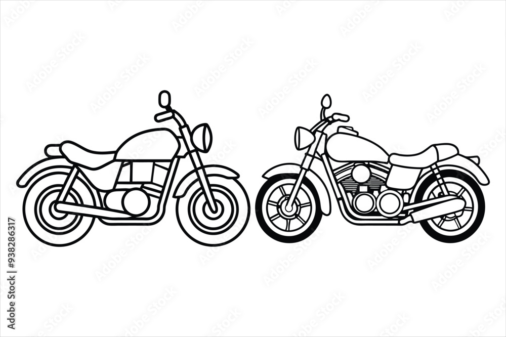 Obraz premium Motorcycle line art vector