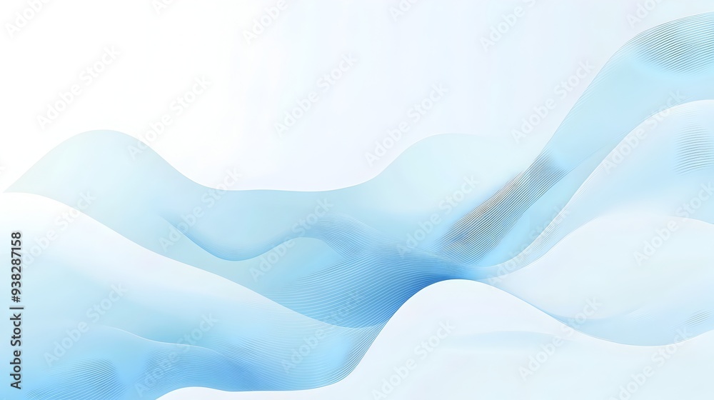 Fototapeta premium Smooth gradient background transitioning from light blue to white with simple flowing lines that create a modern elegant and visually appealing design perfect for presentations websites branding