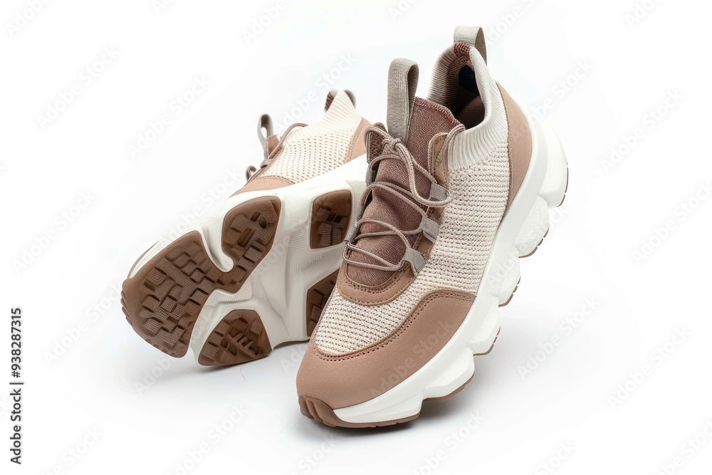 Naklejka premium A pair of sneakers sitting on a clean white surface