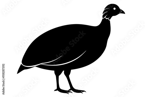 Solid black Guinea Fowl animal vector