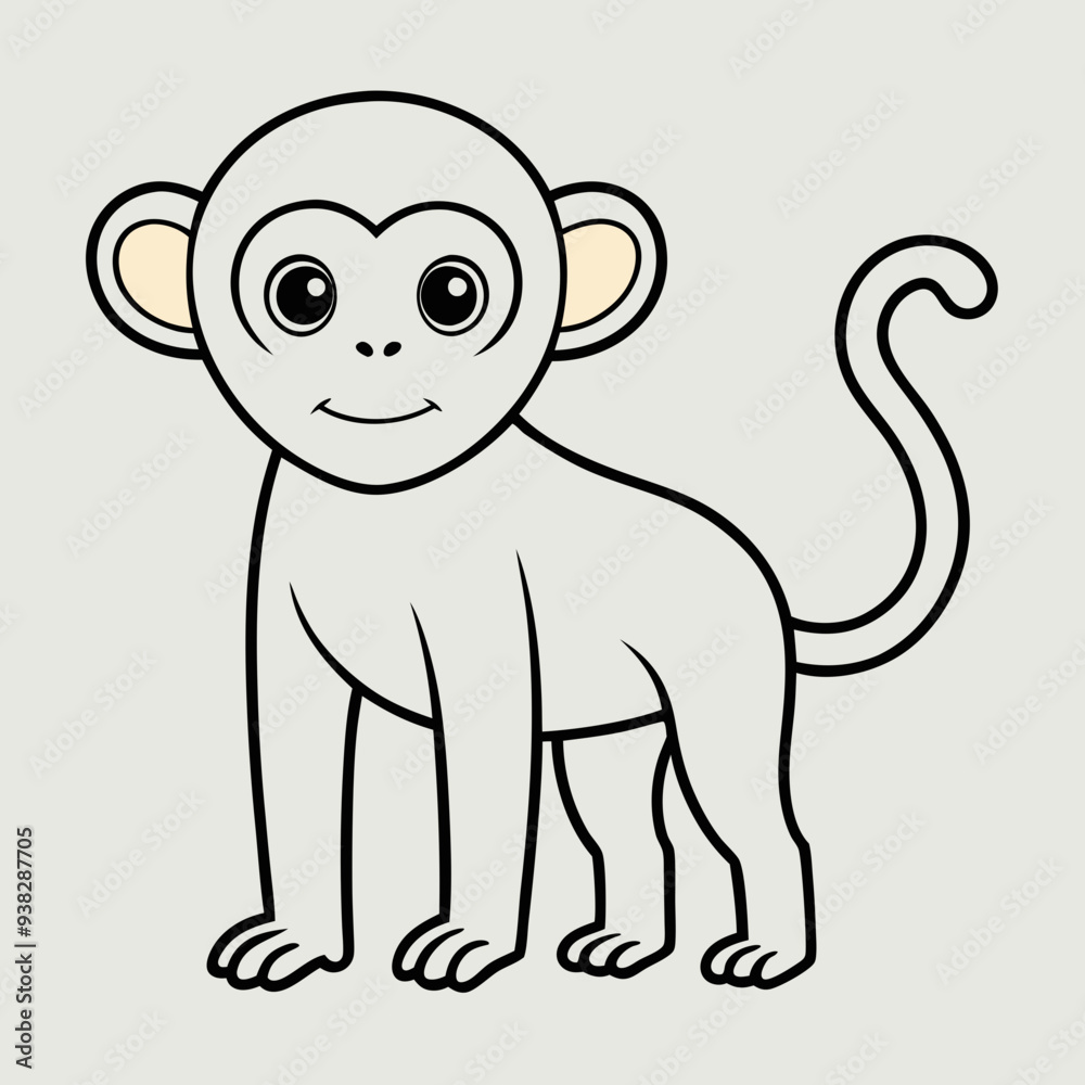 Fototapeta premium White Monkey with Blue Sky Background art vector illustration