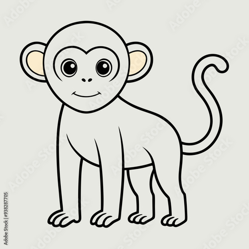 White Monkey with Blue Sky Background art vector illustration