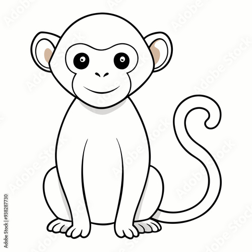 White Monkey with Blue Sky Background art vector illustration