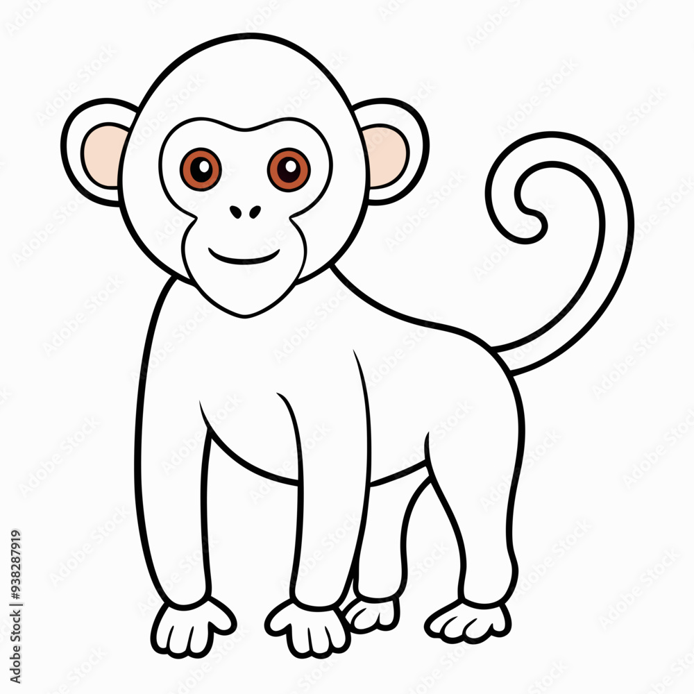 Fototapeta premium White Monkey with Blue Sky Background art vector illustration