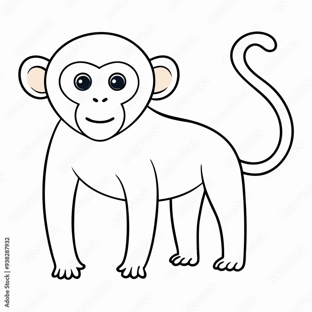 Fototapeta premium White Monkey with Blue Sky Background art vector illustration