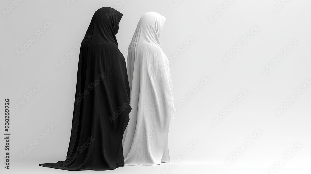 Black and White Hijab Silhouettes. Black and White Hijab Silhouettes.