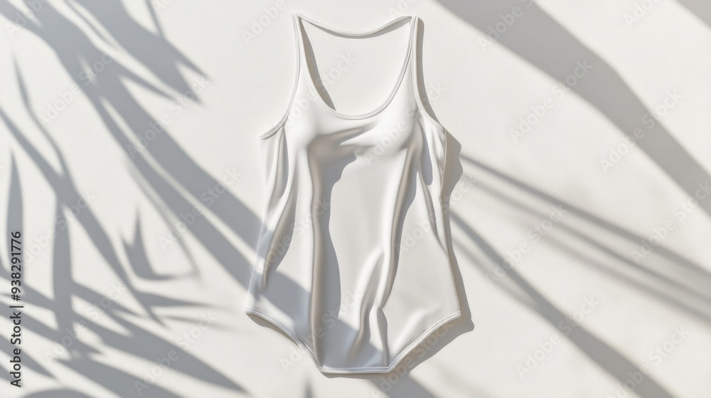 White Swimsuit with Plant Shadow. White Swimsuit with Plant Shadow.