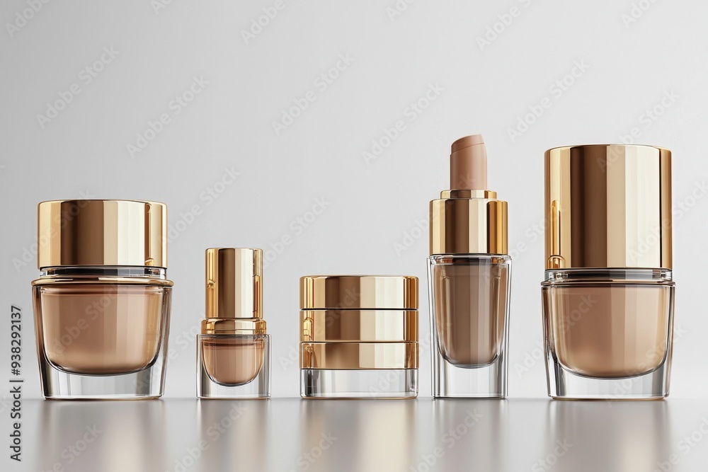 Luxurious cosmetic packaging bottles created with generative AI Luxurious cosmetic packaging bottles created with generative AI