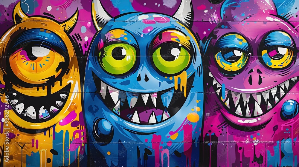 Obraz premium Monster Wallpaper illustration for full print t-shirt design, web background or for poster.