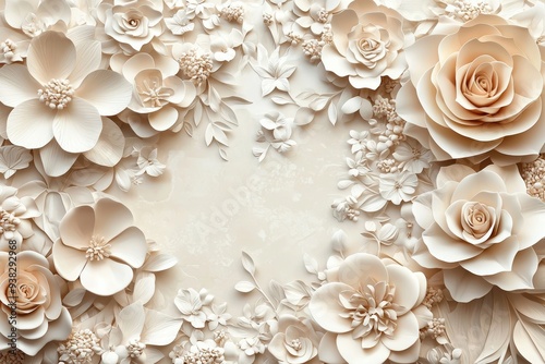 With stucco inlaid with Wabi-Sabi style, this porcelain bas-relief depicts hydrangea blooms