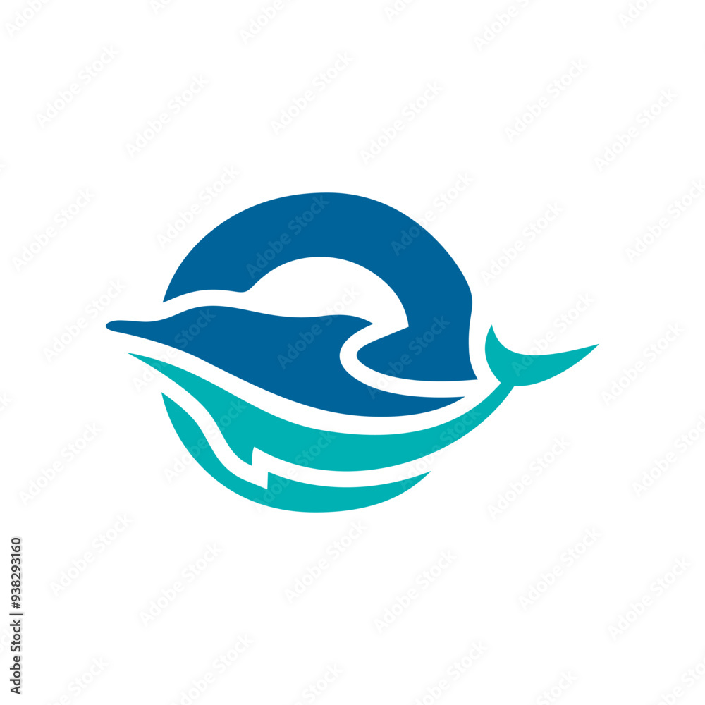 a logo combination of dolphins with letters, initials, numbers or alphabets with a blue base color for business purpose and other a logo combination of dolphins with letters, initials, numbers or alphabets with a blue base color for business purpose and other