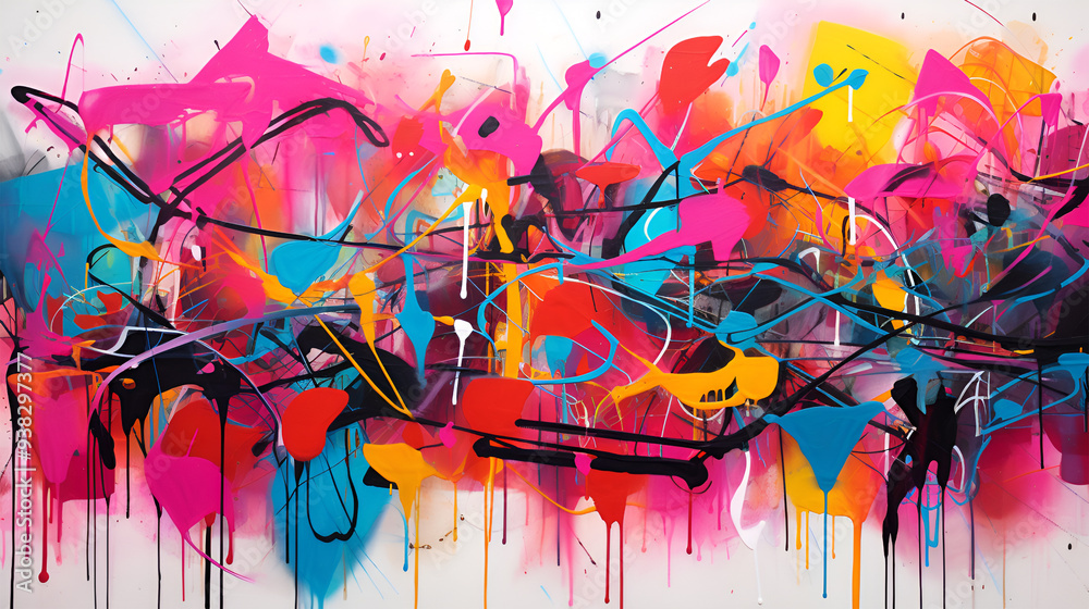 Neon graffiti-inspired abstract art with bold strokes and vibrant splashes of color Neon graffiti-inspired abstract art with bold strokes and vibrant splashes of color