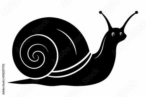 Snail silhouette vector, Snail icon