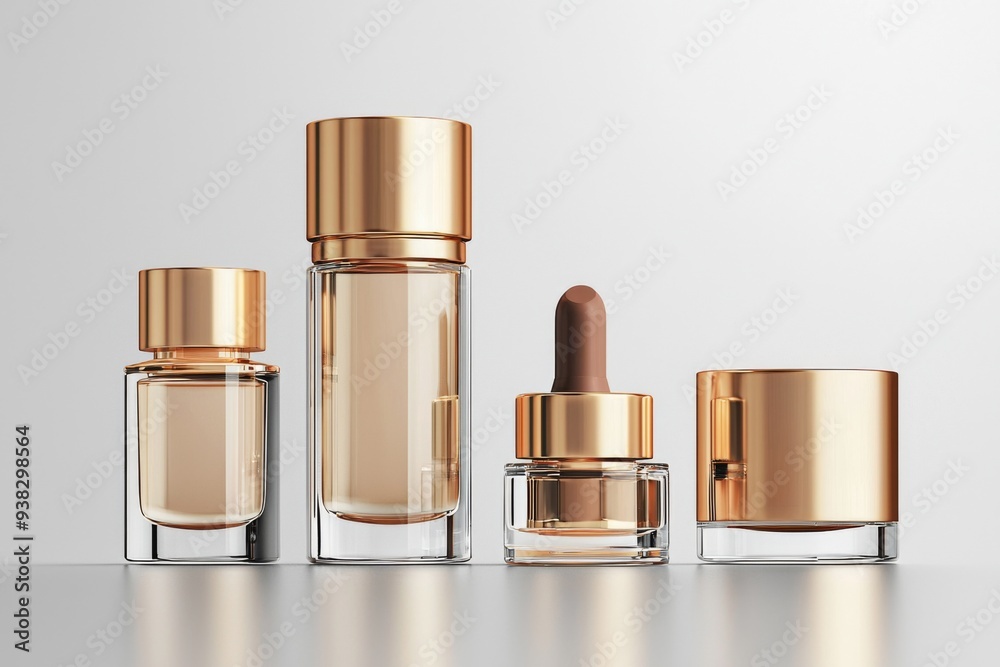 Luxurious cosmetic packaging bottles created with generative AI Luxurious cosmetic packaging bottles created with generative AI