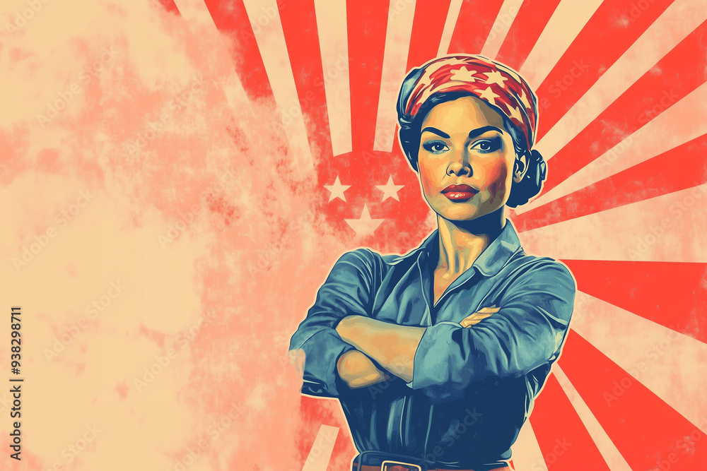 Fototapeta premium Vote for democracy Black Rosie the Riveter American patriotic wallpaper background