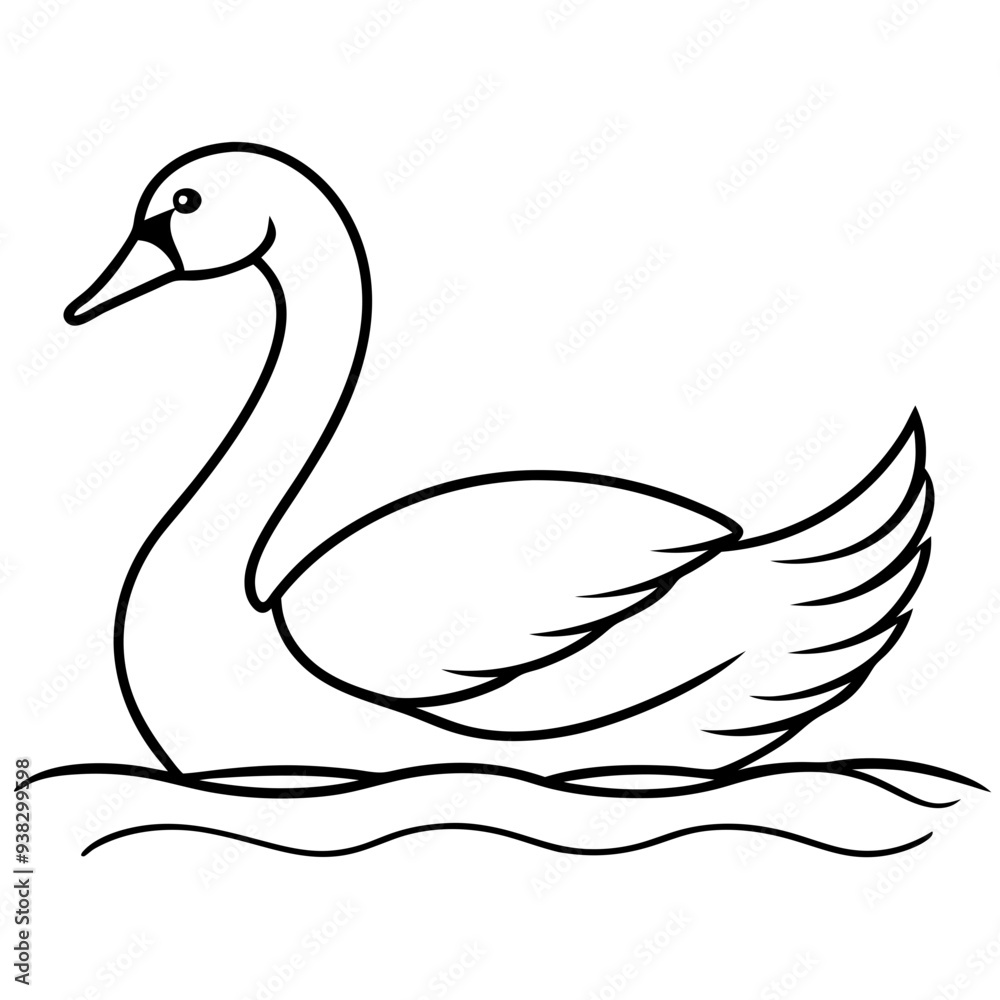 Swan on Serene Lake Art art vector illustration Swan on Serene Lake Art art vector illustration