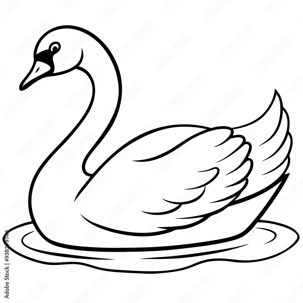 Swan on Serene Lake Art art vector illustration Swan on Serene Lake Art art vector illustration