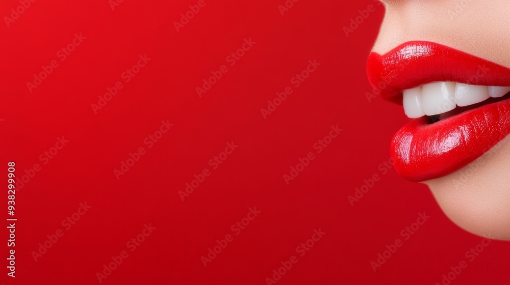 Obraz premium Closeup Of Red Lips With Gloss