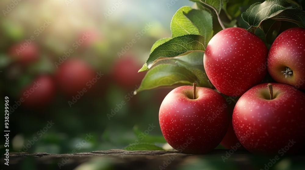 Red Apples on Tree Branch Red Apples on Tree Branch