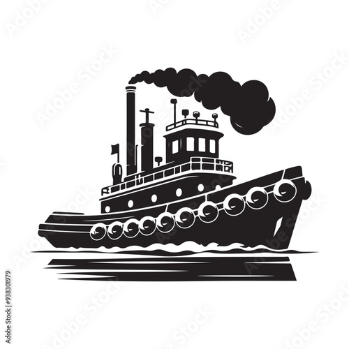 Tugboat Silhouette Vector Illustrations – Perfect for Maritime Designs