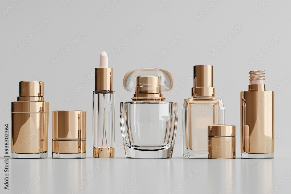 Luxurious cosmetic packaging bottles created with generative AI Luxurious cosmetic packaging bottles created with generative AI