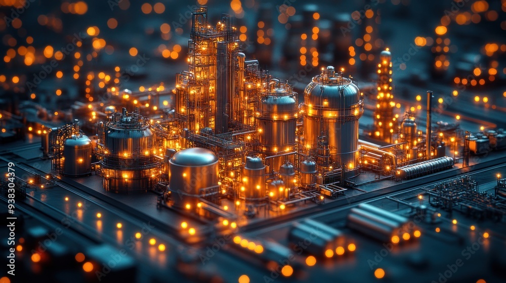 Fototapeta premium Illuminated Industrial Complex