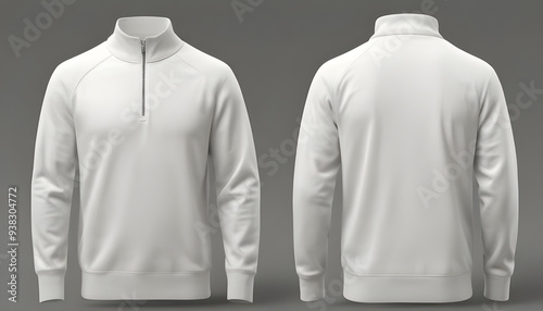 White blank quarter zip sweater mockup, quarter zip sweater front and back side, quarter zip sweater template. Generative Ai