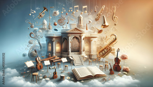 Wallpaper Mural Harmonious School Music Room and Instruments: Whimsical Concept in Dreamy Setting, Perfect for Music Education Designs   Photo Stock Torontodigital.ca