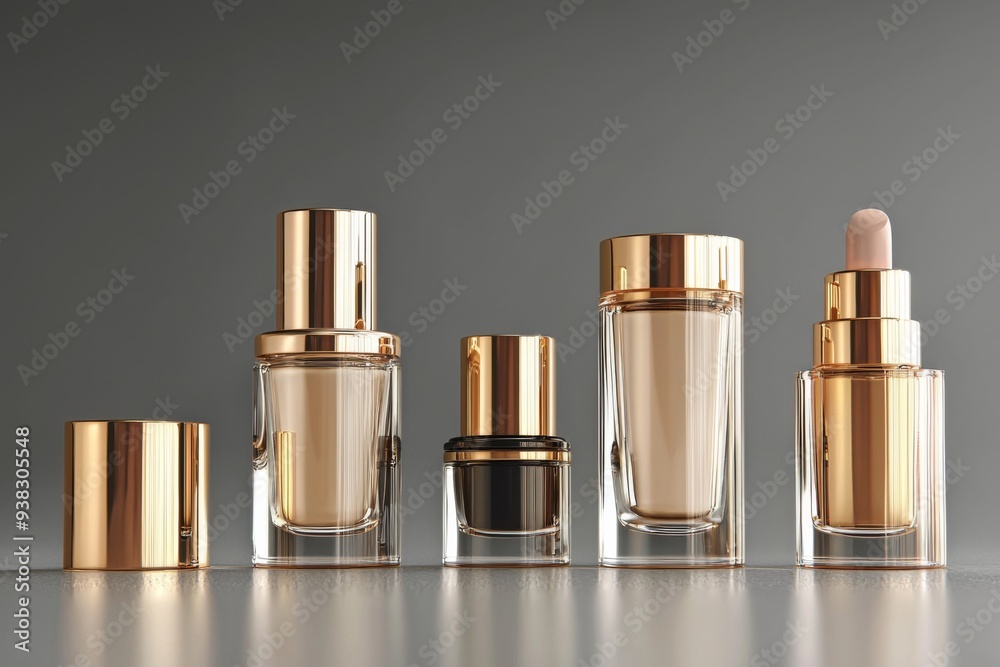 Luxurious cosmetic packaging bottles created with generative AI Luxurious cosmetic packaging bottles created with generative AI
