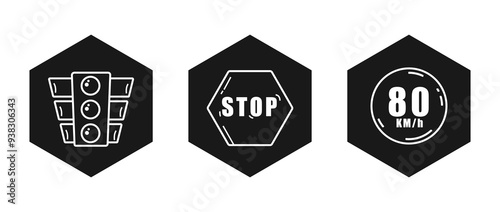 three traffic signs flat design