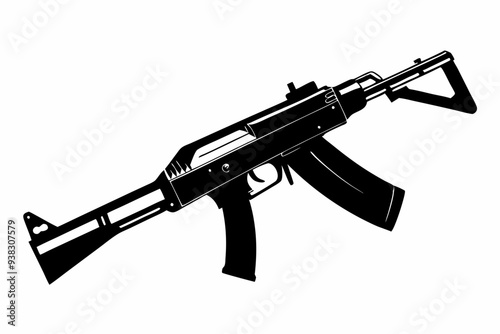 Latest Gun silhouette vector illustration, powerful weapons