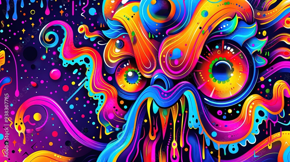 Fototapeta premium Monster Wallpaper illustration for full print t-shirt design, web background or for poster.