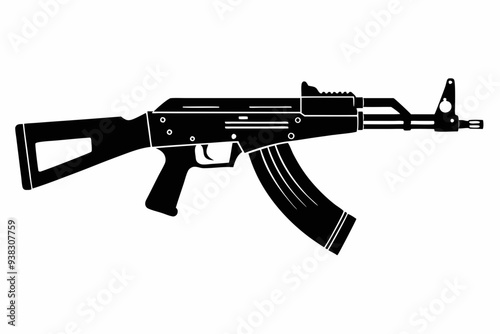 Latest Gun silhouette vector illustration, powerful weapons