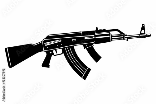 Latest Gun silhouette vector illustration, powerful weapons