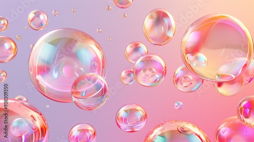 A mesmerizing image of iridescent soap bubbles floating against a gradient backdrop.