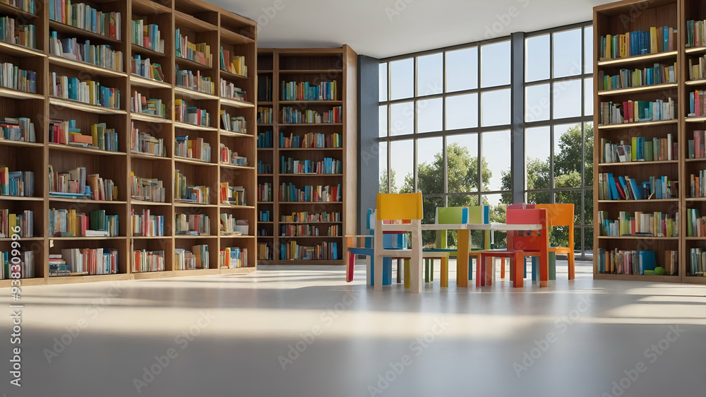 3d Flat icon as School Library and Bookshelf concept as A whimsical school library with a bookshelf set against a dreamy background offering ample space for text or graphics symbolizing the importance 3d Flat icon as School Library and Bookshelf concept as A whimsical school library with a bookshelf set against a dreamy background offering ample space for text or graphics symbolizing the importance