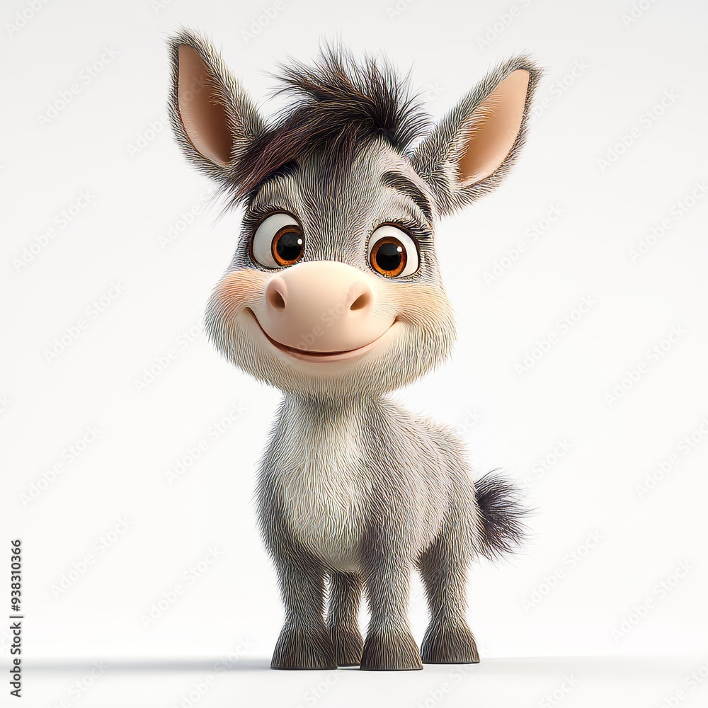 Cute Happy Donkey Isolated on White Background, Cartoon Character - Mascot Cute Happy Donkey Isolated on White Background, Cartoon Character - Mascot