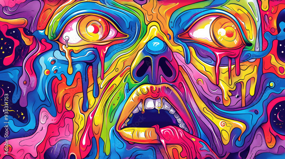 Monster Wallpaper illustration for full print t-shirt design, web background or for poster. Monster Wallpaper illustration for full print t-shirt design, web background or for poster.