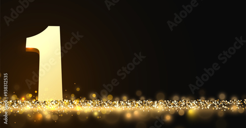 Golden number One. 1. Concept of victory, achievement, success, rewarding of winner.