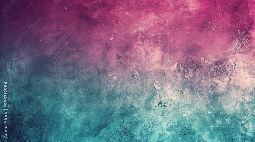Fototapeta premium A vibrant abstract artwork blending pink and turquoise colors with a textured background.