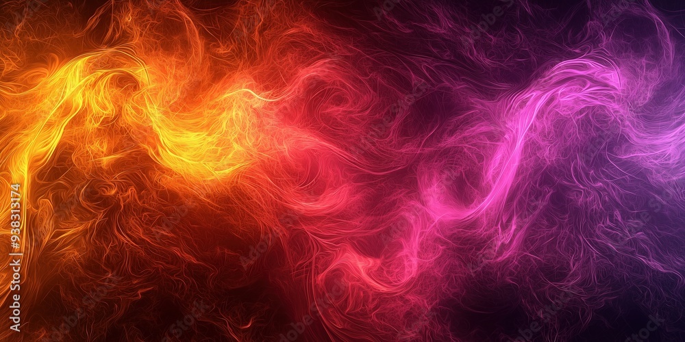 Vibrant spectrum of fiery smoke swirls, transitioning from intense yellow and orange to deep red and purple, abstract display of color and motion. Vibrant spectrum of fiery smoke swirls, transitioning from intense yellow and orange to deep red and purple, abstract display of color and motion.