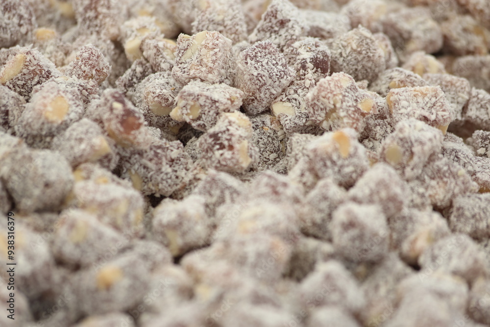 close up of turkish delight with roasted nuts. close up of turkish delight with roasted nuts.