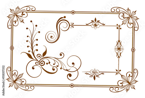  Vintage ornaments corners borders design vector art illustration