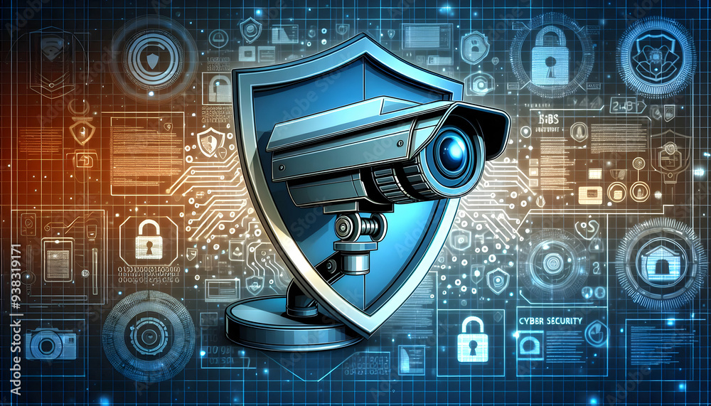 Secuity Camera Widget 2D vector as Security camera icon with a shield and camera lens concept ...