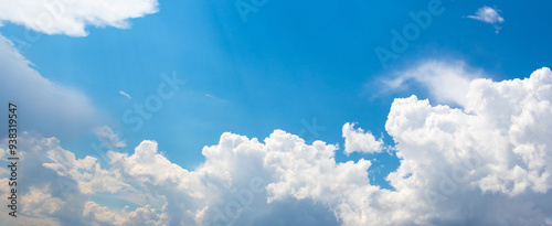 Canvas Print Blue sky with white curly clouds
