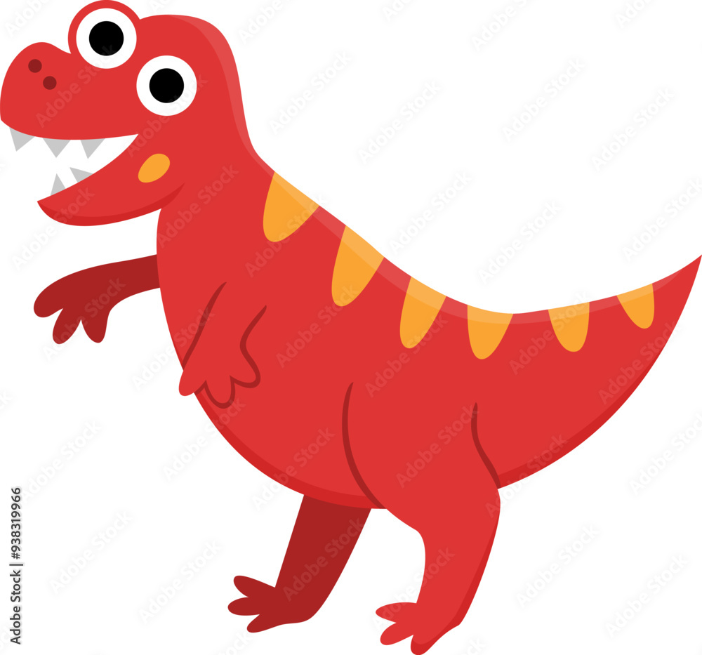 Fototapeta premium Vector tyrannosaurus rex icon. Cute dinosaur illustration for kids. Funny T-rex dino clipart for children isolated on white background. Cartoon prehistoric animal picture