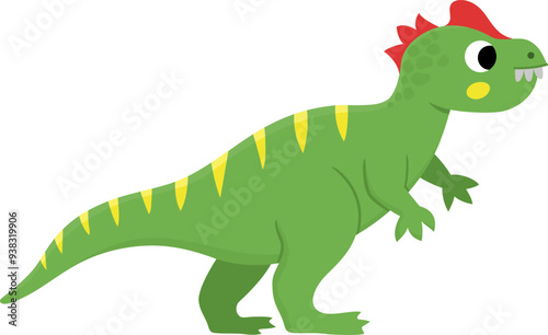 Vector allosaurus icon. Cute dinosaur illustration for kids. Funny dino clipart for children isolated on white background. Cartoon prehistoric animal picture