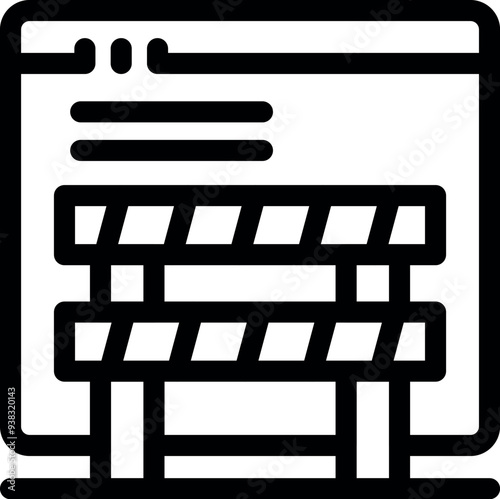 Website under construction with a barrier, symbolizing ongoing work and temporary inaccessibility