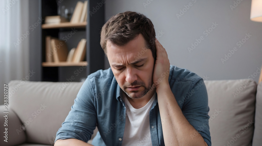 A tired young man sits at home and suffers from depression. A tired young man sits at home and suffers from depression.