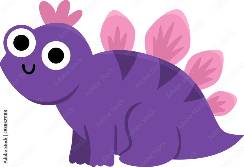 Naklejka premium Vector baby stegosaurus icon. Cute little dinosaur illustration for kids. Funny dino kid clipart for children isolated on white background. Cartoon prehistoric animal